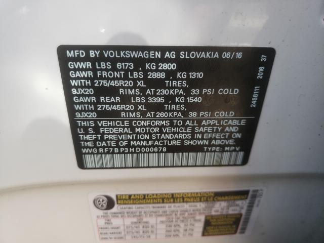 Photo 9 VIN: WVGRF7BP3HD000678 - VOLKSWAGEN TOUAREG WO 