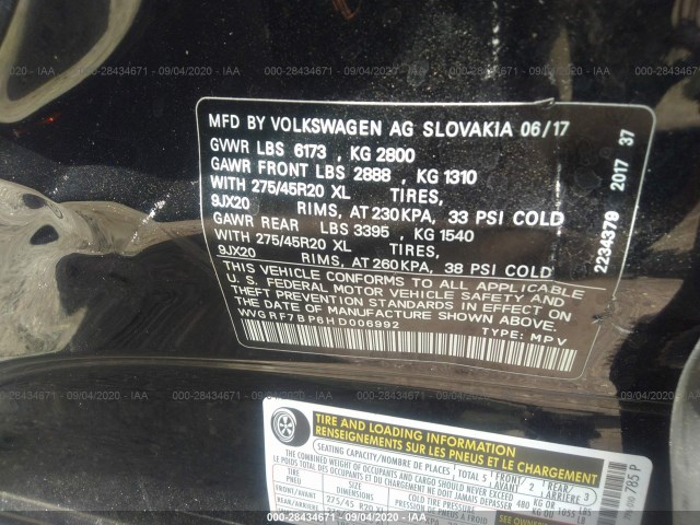 Photo 8 VIN: WVGRF7BP6HD006992 - VOLKSWAGEN TOUAREG 