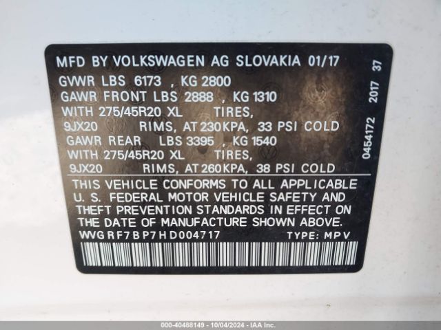 Photo 8 VIN: WVGRF7BP7HD004717 - VOLKSWAGEN TOUAREG 