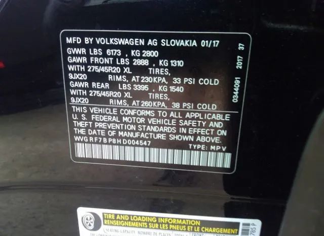 Photo 8 VIN: WVGRF7BP8HD004547 - VOLKSWAGEN TOUAREG 