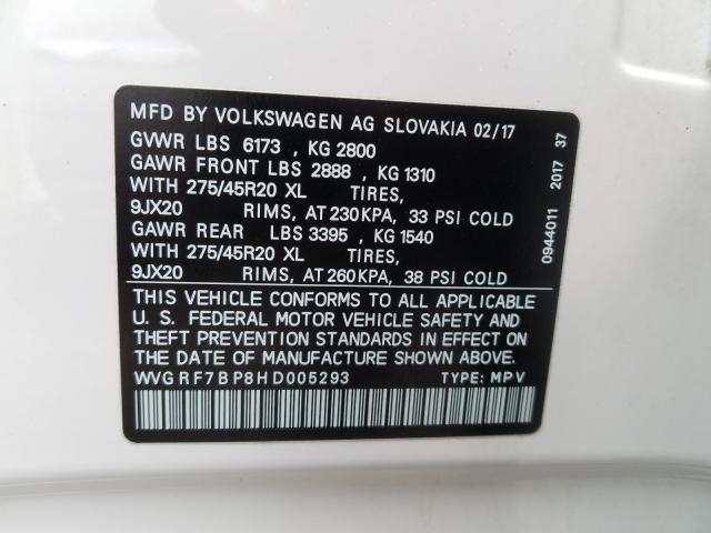 Photo 9 VIN: WVGRF7BP8HD005293 - VOLKSWAGEN TOUAREG 