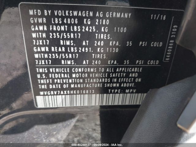 Photo 8 VIN: WVGRV7AX8HK016813 - VOLKSWAGEN TIGUAN 