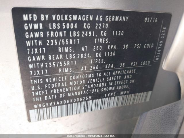 Photo 8 VIN: WVGSV7AX0HK006259 - VOLKSWAGEN TIGUAN 