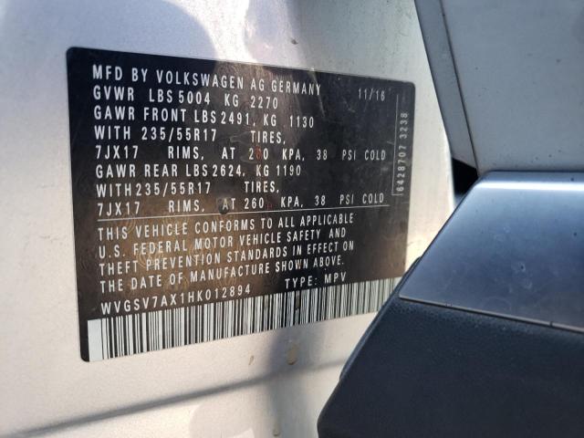 Photo 9 VIN: WVGSV7AX1HK012894 - VOLKSWAGEN TIGUAN WOL 