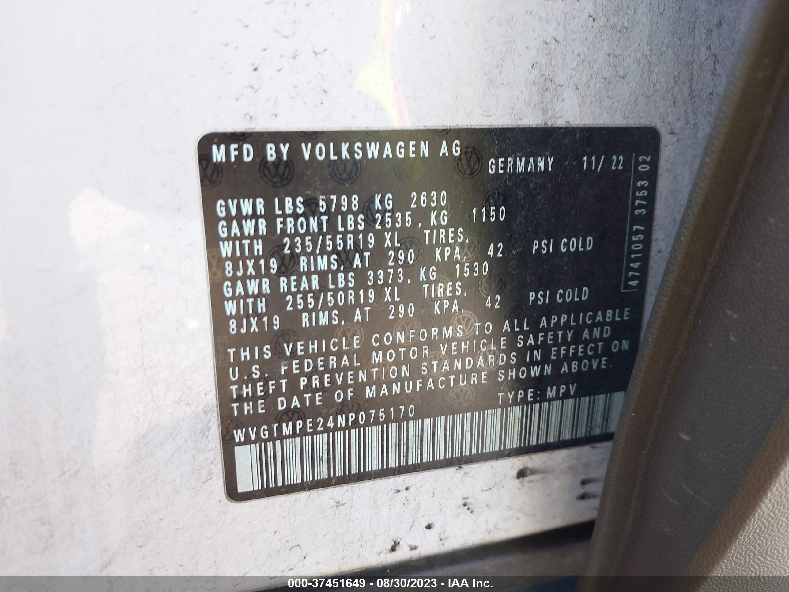 Photo 8 VIN: WVGTMPE24NP075170 - VOLKSWAGEN ID.4 