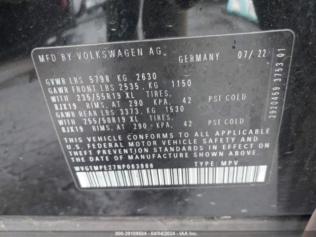 Photo 8 VIN: WVGTMPE27NP063966 - VOLKSWAGEN ID.4 