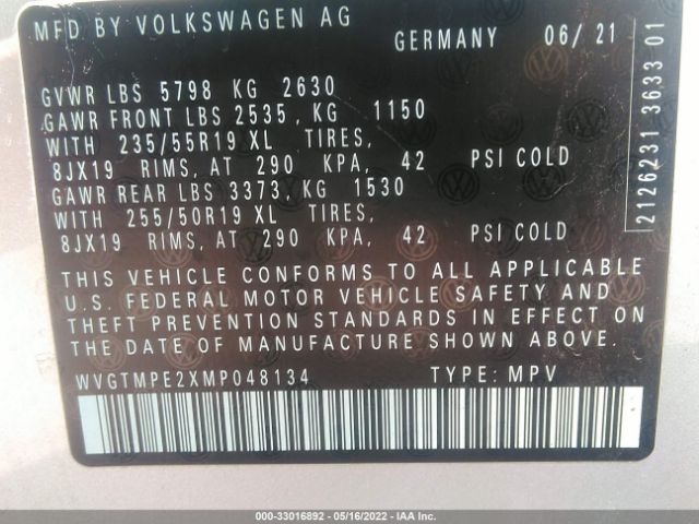 Photo 8 VIN: WVGTMPE2XMP048134 - VOLKSWAGEN ID.4 