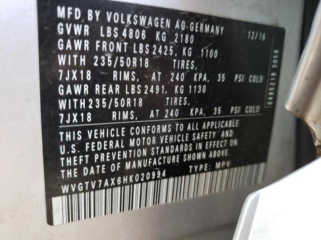 Photo 12 VIN: WVGTV7AX6HK020994 - VOLKSWAGEN TIGUAN 