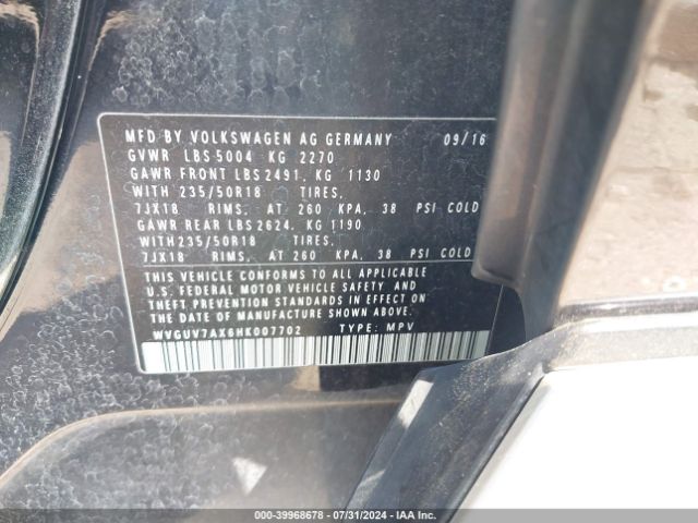 Photo 8 VIN: WVGUV7AX6HK007702 - VOLKSWAGEN TIGUAN 