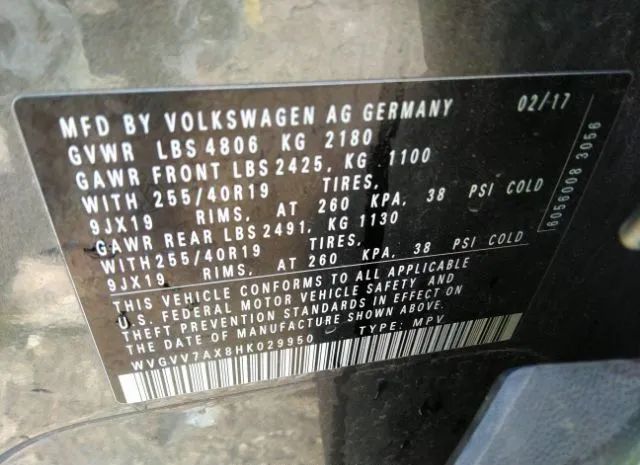 Photo 8 VIN: WVGVV7AX8HK029950 - VOLKSWAGEN TIGUAN 