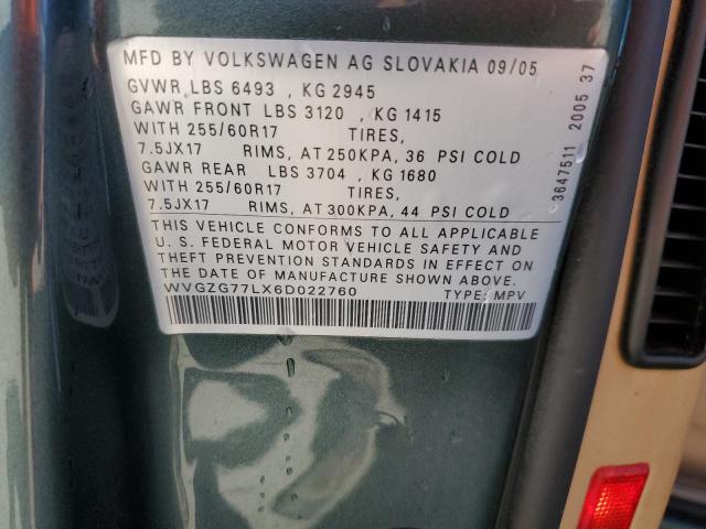 Photo 11 VIN: WVGZG77LX6D022760 - VOLKSWAGEN TOUAREG 