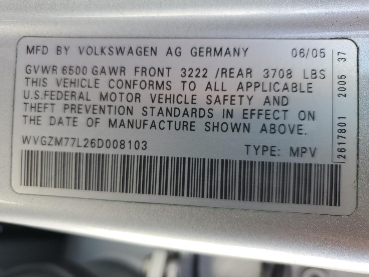 Photo 12 VIN: WVGZM77L26D008103 - VOLKSWAGEN TOUAREG 