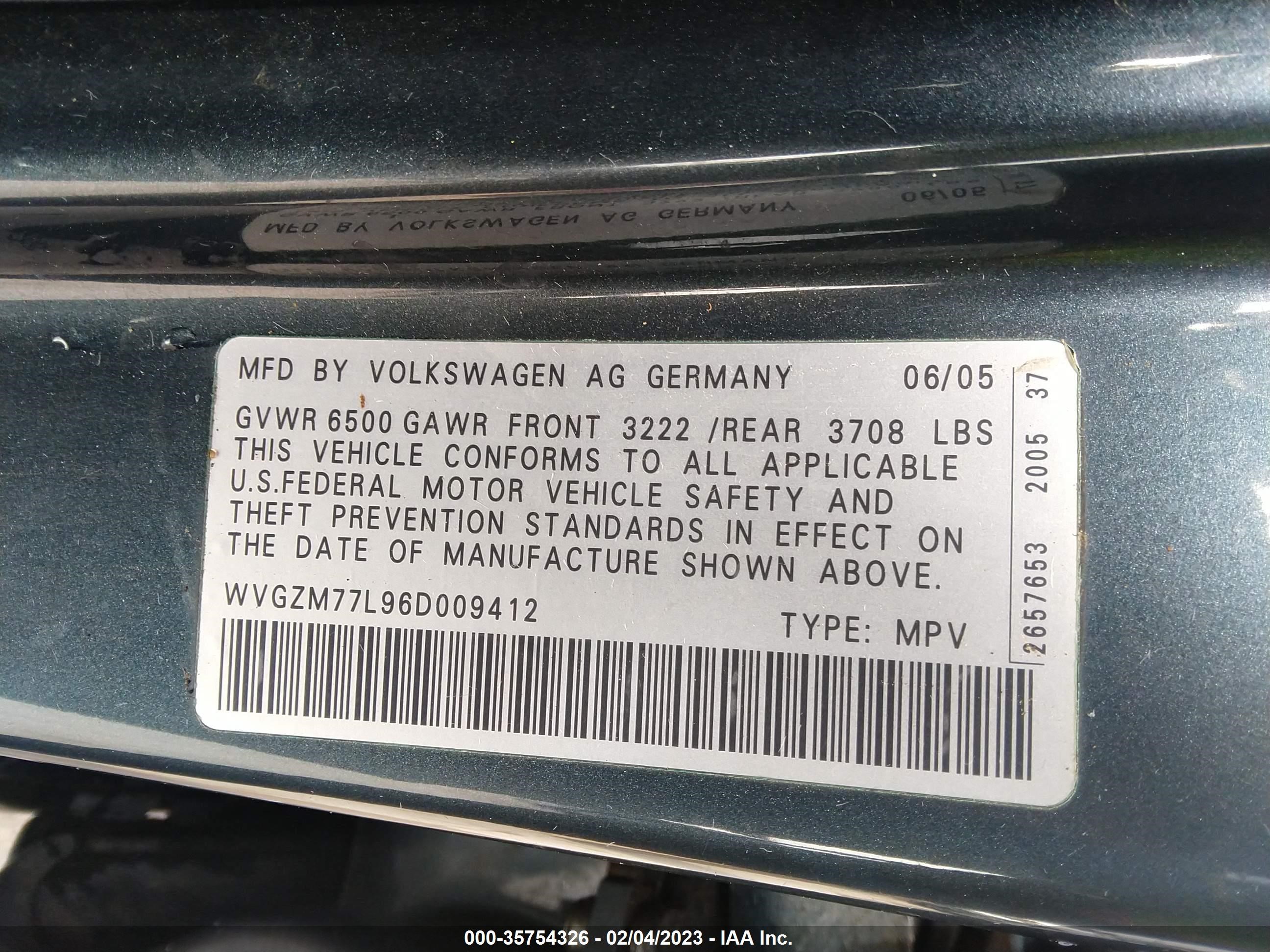 Photo 8 VIN: WVGZM77L96D009412 - VOLKSWAGEN TOUAREG 