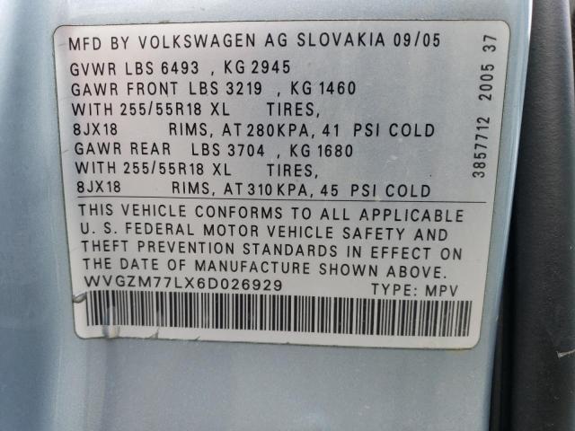 Photo 12 VIN: WVGZM77LX6D026929 - VOLKSWAGEN TOUAREG 