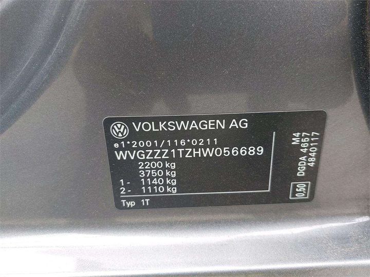 Photo 8 VIN: WVGZZZ1TZHW056689 - VOLKSWAGEN TOURAN 