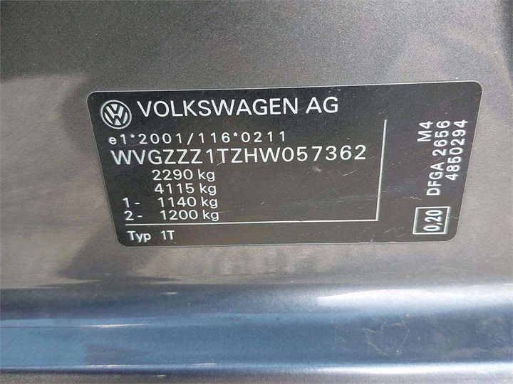 Photo 8 VIN: WVGZZZ1TZHW057362 - VOLKSWAGEN TOURAN 