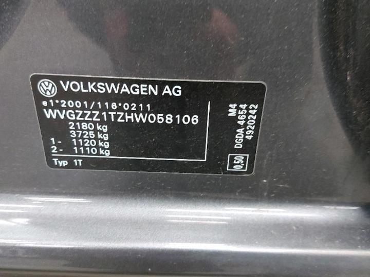 Photo 6 VIN: WVGZZZ1TZHW058106 - VOLKSWAGEN TOURAN 