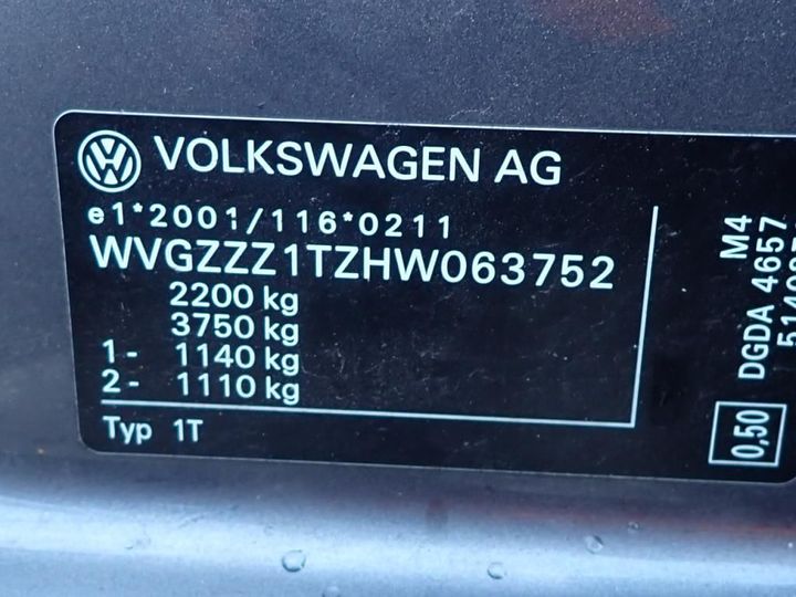 Photo 13 VIN: WVGZZZ1TZHW063752 - VOLKSWAGEN TOURAN 7S 