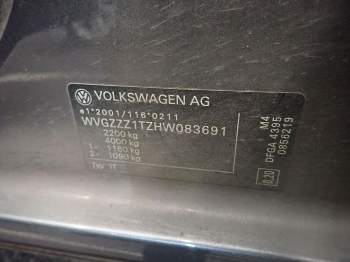 Photo 12 VIN: WVGZZZ1TZHW083691 - VOLKSWAGEN TOURAN 5S 