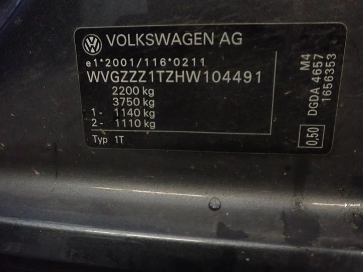 Photo 13 VIN: WVGZZZ1TZHW104491 - VOLKSWAGEN TOURAN 7S 