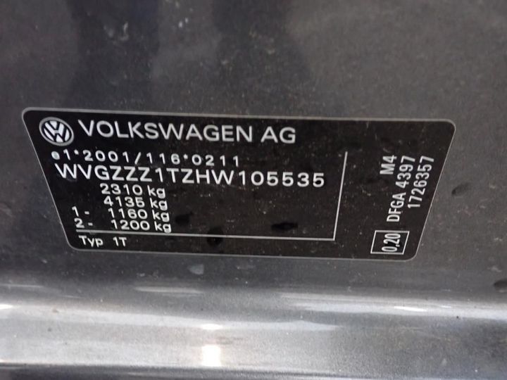 Photo 12 VIN: WVGZZZ1TZHW105535 - VOLKSWAGEN TOURAN 