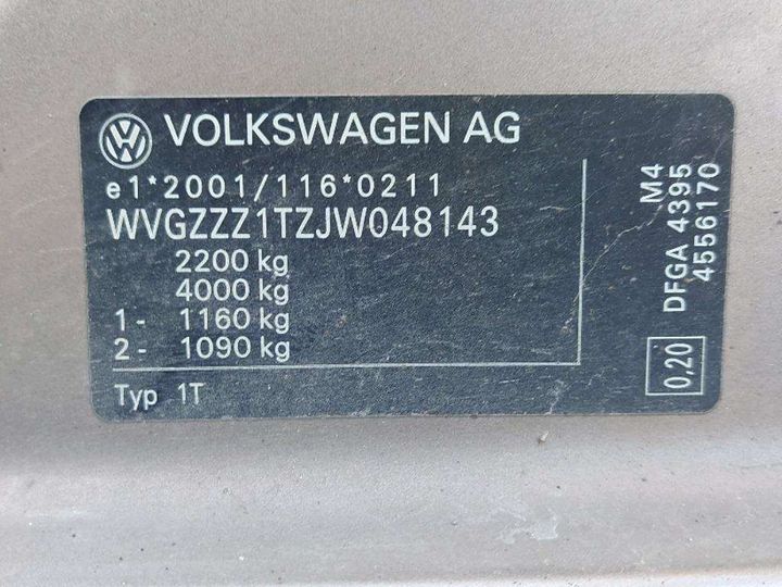 Photo 8 VIN: WVGZZZ1TZJW048143 - VOLKSWAGEN TOURAN 