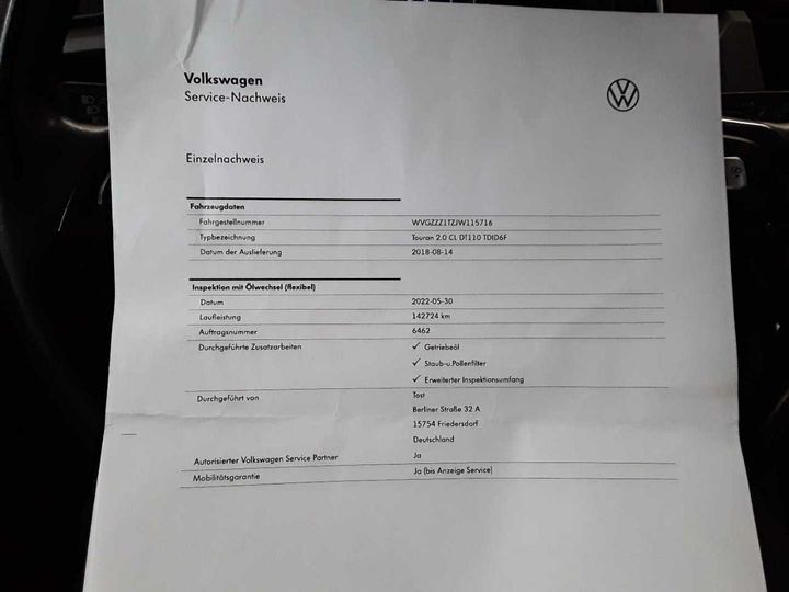 Photo 24 VIN: WVGZZZ1TZJW115716 - VOLKSWAGEN TOURAN 2.0 TDI SCR 