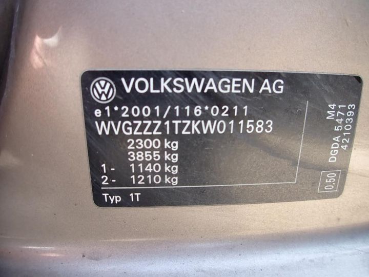 Photo 13 VIN: WVGZZZ1TZKW011583 - VOLKSWAGEN TOURAN 