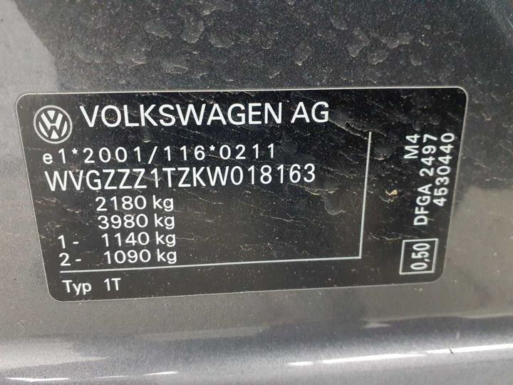 Photo 10 VIN: WVGZZZ1TZKW018163 - VW TOURAN 2.0 TDI SCR 