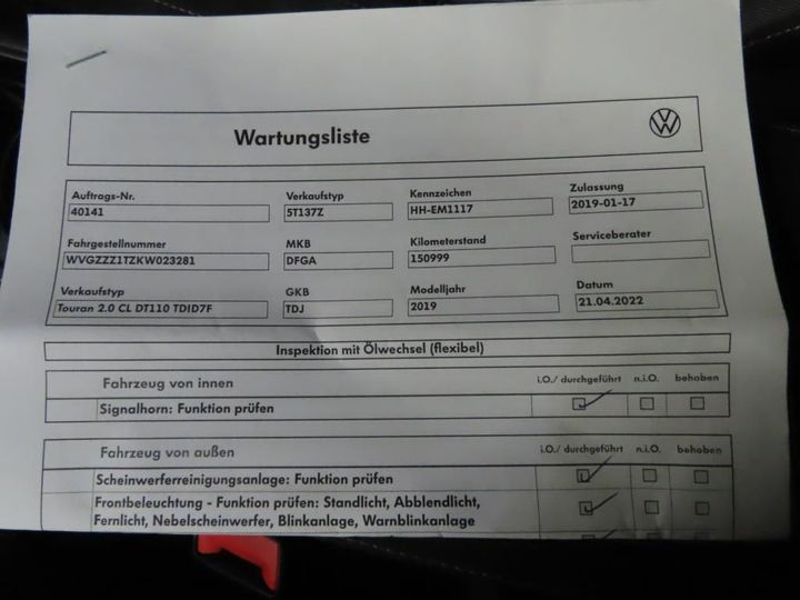 Photo 12 VIN: WVGZZZ1TZKW023281 - VOLKSWAGEN TOURAN 