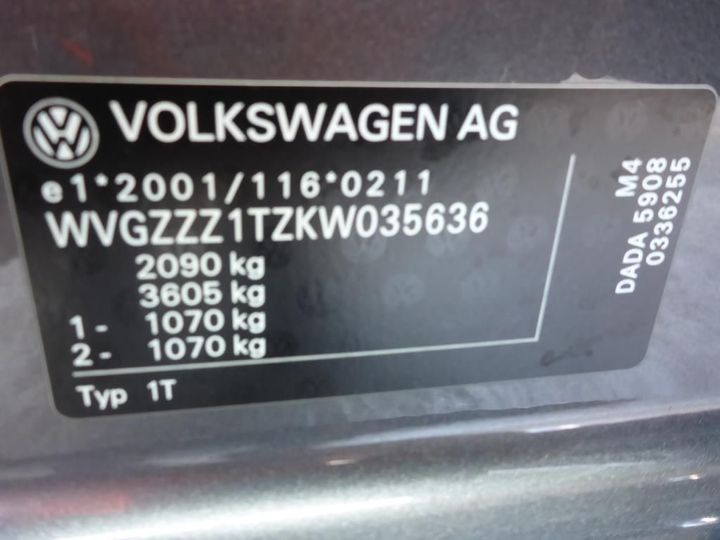 Photo 13 VIN: WVGZZZ1TZKW035636 - VOLKSWAGEN TOURAN 