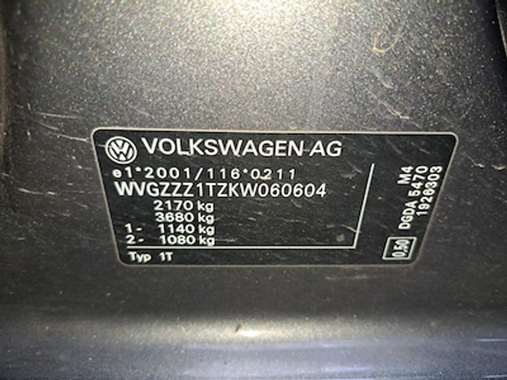 Photo 10 VIN: WVGZZZ1TZKW060604 - VW TOURAN DIESEL - 2015 