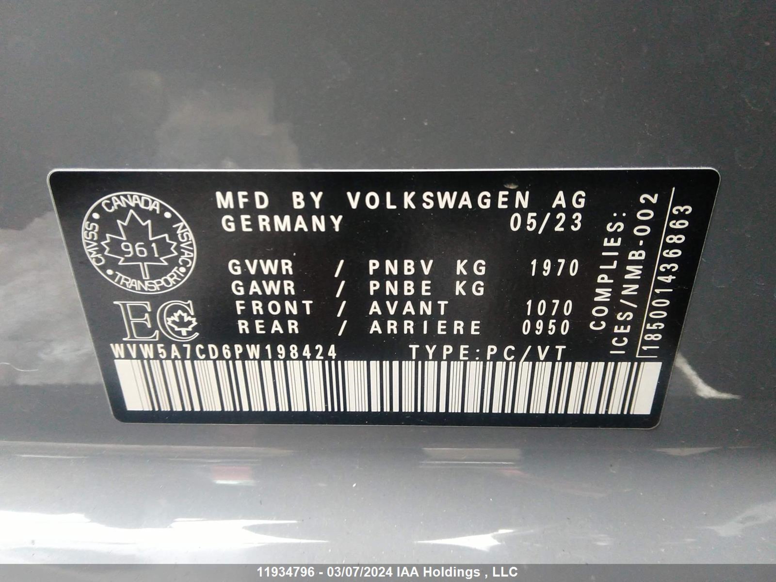 Photo 8 VIN: WVW5A7CD6PW198424 - VOLKSWAGEN GOLF GTI 