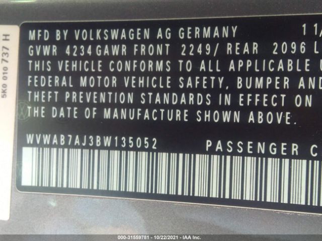 Photo 8 VIN: WVWAB7AJ3BW135052 - VOLKSWAGEN GOLF 