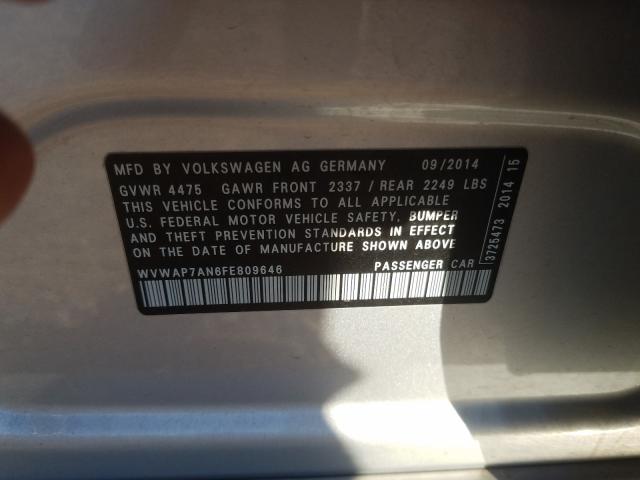 Photo 9 VIN: WVWAP7AN6FE809646 - VOLKSWAGEN CC SPORT 