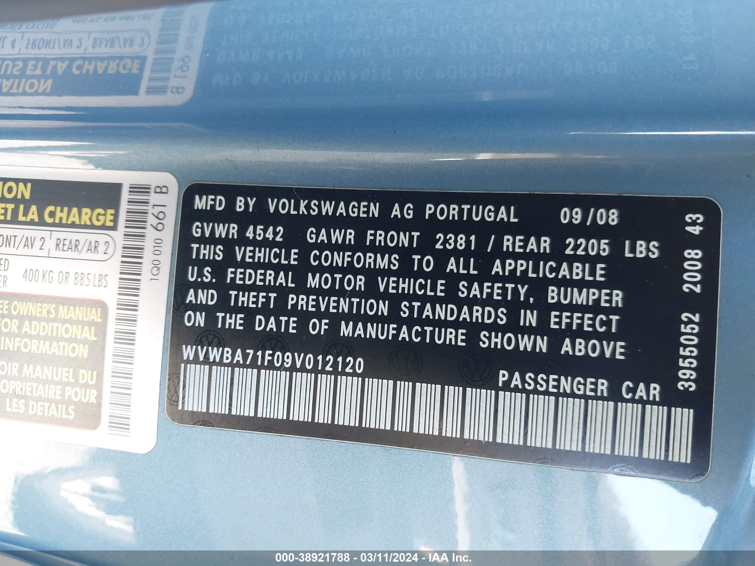 Photo 8 VIN: WVWBA71F09V012120 - VOLKSWAGEN EOS 