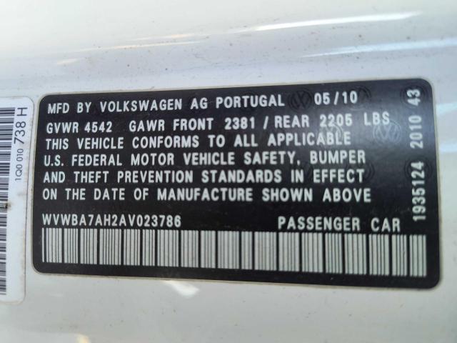 Photo 9 VIN: WVWBA7AH2AV023786 - VOLKSWAGEN ALL OTHER 