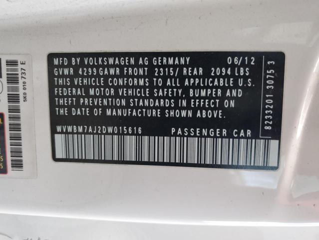 Photo 11 VIN: WVWBM7AJ2DW015616 - VOLKSWAGEN GOLF 