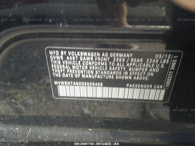 Photo 8 VIN: WVWBN7AN0DE503405 - VOLKSWAGEN PASSAT 