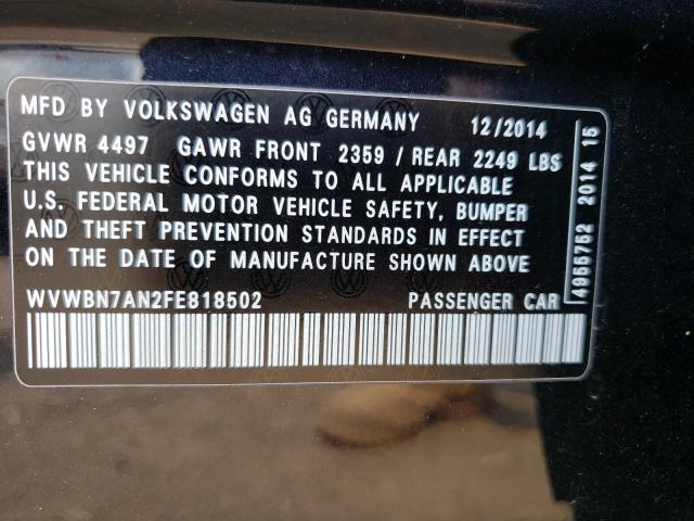 Photo 9 VIN: WVWBN7AN2FE818502 - VOLKSWAGEN CC 