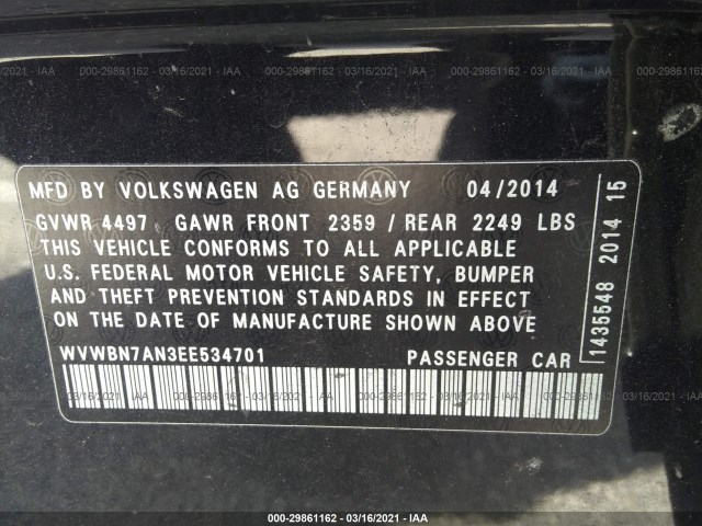 Photo 8 VIN: WVWBN7AN3EE534701 - VOLKSWAGEN CC 