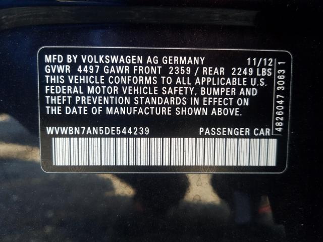 Photo 9 VIN: WVWBN7AN5DE544239 - VOLKSWAGEN PASSAT 