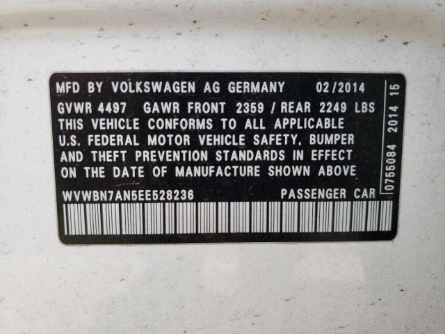 Photo 11 VIN: WVWBN7AN5EE528236 - VOLKSWAGEN PASSAT 