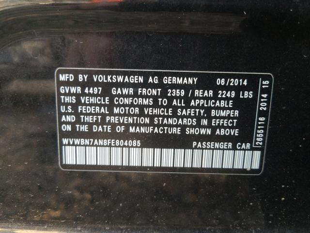 Photo 9 VIN: WVWBN7AN8FE804085 - VOLKSWAGEN PASSAT 