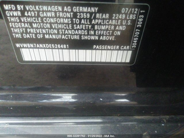 Photo 8 VIN: WVWBN7ANXDE526481 - VOLKSWAGEN CC 