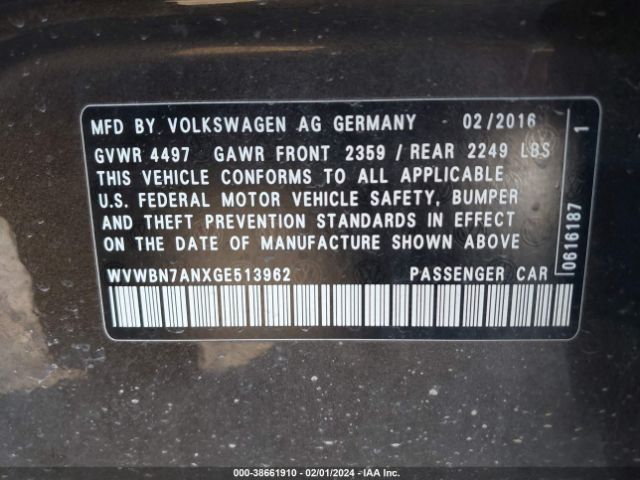 Photo 8 VIN: WVWBN7ANXGE513962 - VOLKSWAGEN CC 