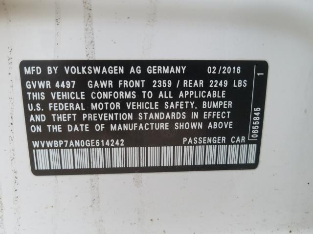 Photo 9 VIN: WVWBP7AN0GE514242 - VOLKSWAGEN CC BASE 