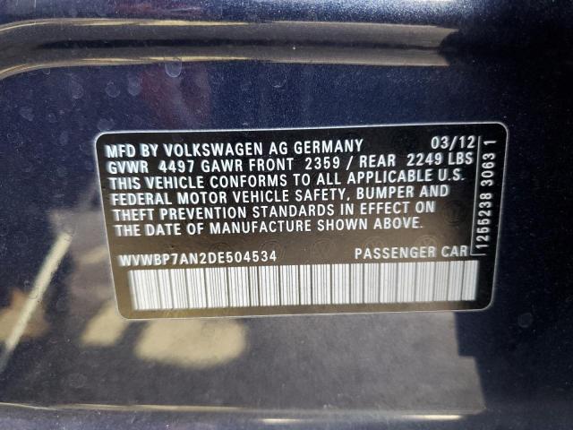 Photo 11 VIN: WVWBP7AN2DE504534 - VOLKSWAGEN CC SPORT 