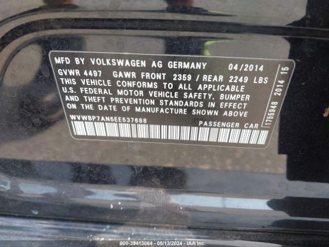 Photo 8 VIN: WVWBP7AN5EE537688 - VOLKSWAGEN CC 