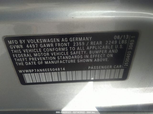 Photo 8 VIN: WVWBP7AN6EE504814 - VOLKSWAGEN CC 